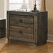 Farmhouse Style 2 Drawers Nightstand End Table for Bedroom, Living Room, Rustic Brown