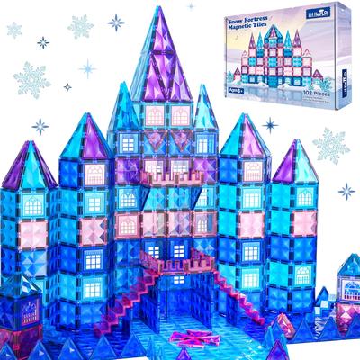 102pcs Frozen Princess Castle Magnetic Tiles Building Blocks - 3D Diamond Blocks, STEM Educational Toddler Toys