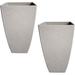 Plant Pots 2 Pack - Modern Indoor/Outdoor Planters for Home Decor - Weather-Resistant Large Flower Pots