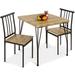 3-Piece Dining Set Modern Dining Table Set, Metal and Wood Square Dining Table for Kitchen, Dining Room, w/ 2 Chairs