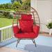 Outdoor Rattan Waterproof Swing Chair, Single Person Egg Chair Lounger for Patio, 100% Hand Woven