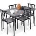 5-Piece Metal and Wood Modern Rectangular Dining Table Set for Kitchen, Dining Room, Dinette, Breakfast Nook with 4 Chairs