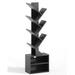 6 Tier Tree Bookshelf, Small Bookcase with Storage Cabinet, Modern Narrow Bookshelves Organizer, Floor Standing Book Shelf