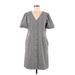 Ann Taylor LOFT Casual Dress - Shirtdress: Gray Grid Dresses - Women's Size 6