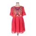 Crown & Ivy Casual Dress: Pink Floral Motif Dresses - Women's Size X-Large