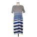 MARNI x UNIQLO Casual Dress - Midi: Blue Stripes Dresses - Women's Size Large