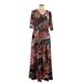 Attitudes by Renee Casual Dress - Maxi: Burgundy Print Dresses - Women's Size Large