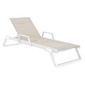 Latitude Run® Kato Outdoor Chaise Lounge in White/Brown | 38 H x 28 W x 83 D in | Wayfair 4E66481889E8453FAF61D1A711410C64