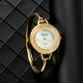 Cussi Luxus Gold rundes Zifferblatt Damenmode Strass Quarz Armband Uhr elegante Damen uhr Damen uhr