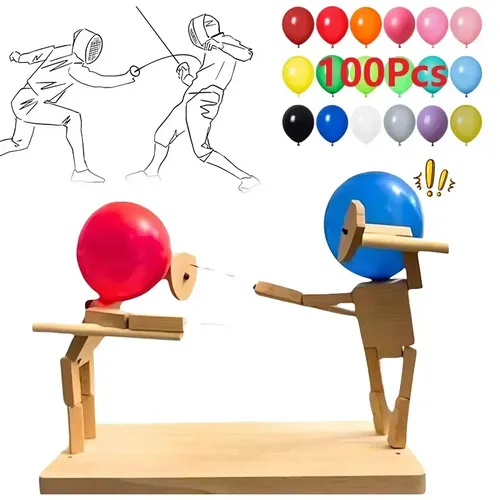 Ballon Bambus Mann Kampf handgemachte Holz Zaun Puppen Holz Bots Kampfspiel Zwei-Spieler schnell