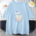 Bubble Boba maglietta stampata con tè al latte abbigliamento moda donna camicetta Casual Y2k anni