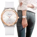 Einfache transparente Kunststoff weiße Uhren Frauen Mode lässig Silikon armband Damen Armbanduhren