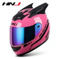 HNJ casco da moto elettrico da donna casco da moto da uomo DOT casco integrale da equitazione corno