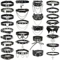 Punk Pu Leder Choker Halsketten für Frauen Hip Hop Rock Kette Herz Pentagramm Niet Halskette