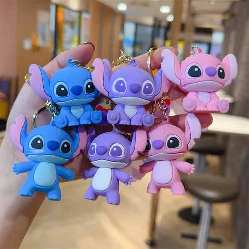 Disney Stitch Spielzeug Schlüssel bund Anime Figur Stich Anhänger Schlüssel bund süße rosa Engel