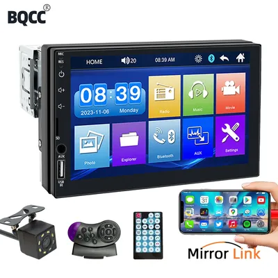 BQCC-Autoradio avec Écran Tactile 7 Pouces 1 Din MP5 Lecteur de Limitation FM ISO Puissance
