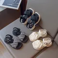 Sandales Ouvertes Pied-de-Poule pour Enfant Chaussures Décontractées Carrées à la Mode pour ixde