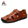 Sandales de plage en cuir coordonnantes pour hommes chaussures respirantes chaussures creuses