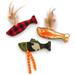 Fish Friends Plush Crinkle Catnip and Feather Cat Toys, Small, Pack of 3, Multi-Color