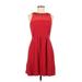 Maeve Cocktail Dress - A-Line Keyhole Sleeveless: Red Solid Dresses - Women's Size 6