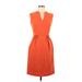 Tahari by ASL Casual Dress - Shift: Orange Solid Dresses - Women's Size 2