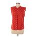 Old Navy Sleeveless Button Down Shirt: Red Floral Tops - Women's Size Medium