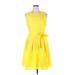 Tommy Hilfiger Casual Dress - A-Line: Yellow Stripes Dresses - Women's Size 14