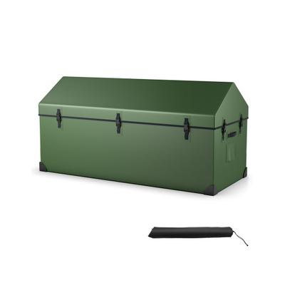 Costway Waterproof Outdoor Storage Box with Ventilated Window, Adjustable Snap-Green