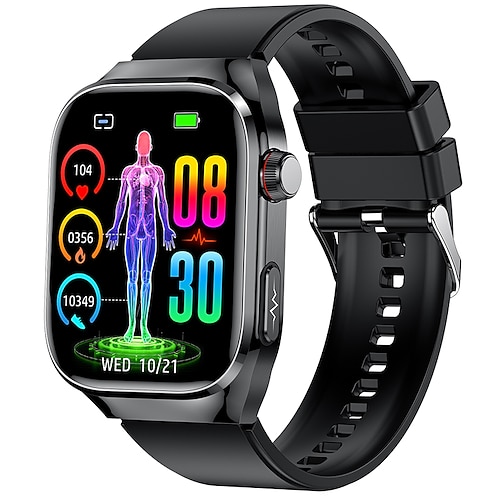 iMosi TK16 Smartwatch 2.04 Zoll Smartwatch Fitnessuhr Bluetooth EKG PPG Temperaturüberwachung Schrittzähler Kompatibel mit Android iOS Damen Herren Langer Standby Freisprechanlage Wasserdicht IP68 Image