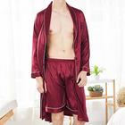 Herren Schlafanzug Seidenrobe Schlafanzüge Schlafanzug Set 1 Set Glatt Modisch Stilvoll Klassisch Heim Täglich Bett Polyester Komfort Weich Kargen Langarm Kurze Hosen Sommer Wein Marineblau