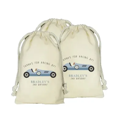 Vintage Race Car Personalized Favor Bags, Set of 20 Custom Bags, Retro Racing Birthday Favors,