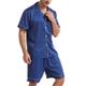 Men's Sleepwear Pajama Set Pajama Top and Shorts 1 set Plain Fashion Stylish Classic Home Daily Bed Polyester Comfort Breathable Soft Lapel Short Sleeve Shirt Shorts Button Elastic Waist Summer Black