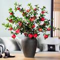 1pc Pomegranate Branch with 6 Artificial Pomegranates: Lifelike Faux Plant Decor with Realistic Fruit Accents