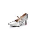 Women's Dance Sneakers Modern Dance Shoes Dance Shoes Professional Ballroom Dance Rumba Dancesport Shoes Party Collections Party / Evening Professional High Heel Pointed Toe Buckle Adults' Silver