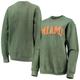 Green Miami Hurricanes Comfy Cord Vintage Wash Basic Arch Pullover Sweatshirt