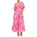 Floral Puff Sleeve Tie Back Maxi Dress