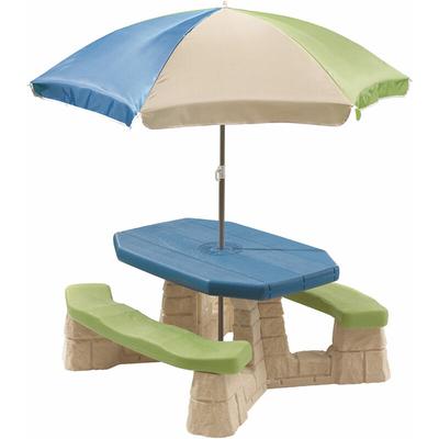 Naturally Playful Picknicktisch mit Sonnenschirm (mehrfarbig) Picknickbank für Kinder aus