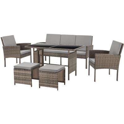Svita - denver Polyrattan Gartenmöbel Set Essgruppe Lounge Esstisch Braun Image
