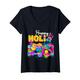 Damen Happy Holi T-Shirt Kinder Mädchen Indien Holi Festival T-Shirt mit V-Ausschnitt