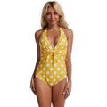 1 pcs Maillots de Bain Une pièce Maillots de bain Rétro Vintage 1950s Femme Pois Polyester Noir Jaune Maillot de bain une pièce