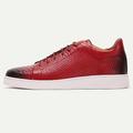 Homme Basket Chaussures en cuir Cuir Cuir de vachette pleine fleur italien Confortable Antidérapantes Lacet Noir Rouge