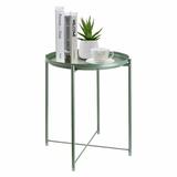 leecrd Side Table Round Metal Outdoor Side Table Small Sofa End Table Indoor Accent Table Round Metal Coffee Table Waterproof Removable Tray Table for Living Room Bedroom Balcony Office