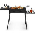 Giantex Charcoal Grill with Automatic Rotisserie Kit 2 Folding Side Tables Detachable Legs Portable Chicken Roaster turkey Kabab Grill Quick Setup for Backyard Barbecue Camping
