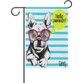 Hyjoy Summer French Bulldog Garden Flag 12 x 18 Inch Vertical Double Sided Welcome Yard Garden Flag Seasonal Holiday Outdoor Decorative Flag for Patio Lawn Farmhouse Party Decor Gifts