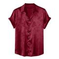 Per uomo Camicia Camicia Estiva Camicia casual Camicia da Spiaggia Camicia con Bottoni Camicia in raso di seta Nero Vino Blu scuro Albicocca Manica Corta Floreale Bavero Vacanza Camicia hawaiana