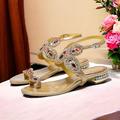 Per donna scarpe da sposa Sandali Scarpe Bling Bling Scarpe da sera Matrimonio Feste Sandali da sposa Con diamantini Tacco grosso Basso Punta tonda Elegante Boemia Vintage Pelle microbica Nero Oro