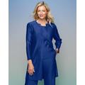 Appleseeds Women's Pretty Pleat Duster Jacket - Blue - PM - Petite