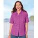 Appleseeds Women's Cotton Eyelet Elbow-Sleeve Shirt - Purple - 8 - Misses
