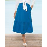 Appleseeds Women's Boardwalk Knit Flounced Midi Skirt - Blue - L - Misses