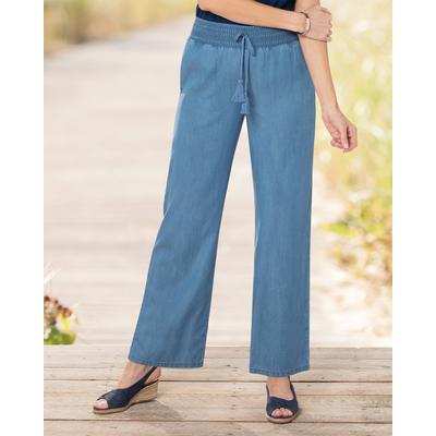 Appleseeds Women's Tencel™/Cotton Smocked-Waist Pants - Denim - LPS - Petite Short